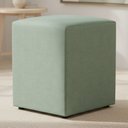 Ver imagem 2 de Puff Quadrado Decorativo Sala de Estar L02 Linho Verde Menta - Lyam Decor