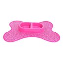 Ver imagem 1 de Kit Tapete Rosa Flor Comedouro/bebedouro Duplo 300ml