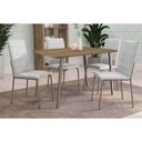 Ver imagem 1 de Conjunto Mesa de Cozinha Iguaçu com Tampo de Madeira 90cm e 4 Cadeiras Amsterdã Niquel Branco 106