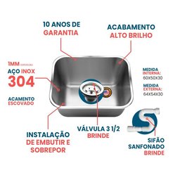 Cuba American Steel Industrial Funda 60x50x30 50 L Inox 304 - 2