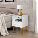 Ver imagem 1 de Mesa de Cabeceira 1 Gaveta Retrô Pérola Branco
