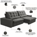 Ver imagem 3 de Sofá Retrátil Reclinável para Sala 4 Lugares 290cm Curie F04 Veludo Cinza Escuro - Lyam Decor