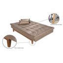 Ver mais imagens de Sofá Cama Versátil 3 Lugares Império Reclinável Pés Madeira Espuma D33 Suede Chocolate 377