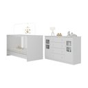 Ver imagem 2 de Berço 3 em 1 para Colchão 130x60cm com Cômoda 2 Portas 4 Gavetas Brisa Multimóveis Mp4747 Branco