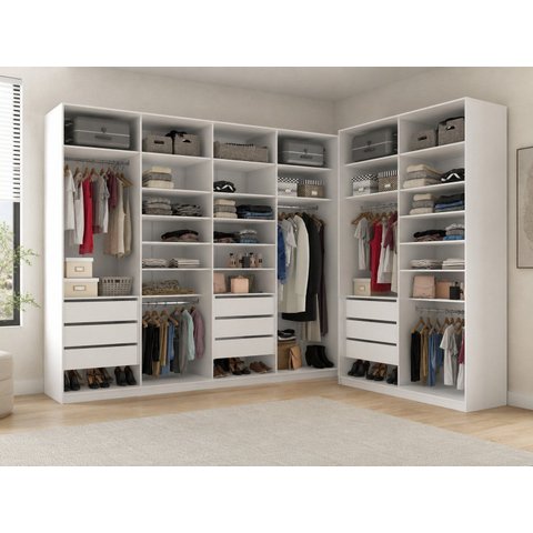 Closet Casal Duplo 100% MDF BP 277x140cm 09 Gavetas Sion Branco