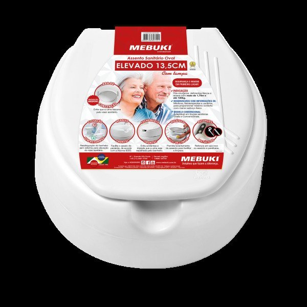 Assento Elevado de Bacia para Idosos e Deficientes 13,5cm - 1