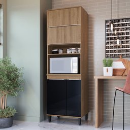 Módulo para Forno/Micro-ondas Cozinha Paola 68cm 02 portas com pés PA8501P Delmarco Delmarco Mel/Pre - 1