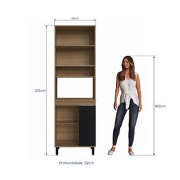 Módulo para Forno/Micro-ondas Cozinha Paola 68cm 02 portas com pés PA8501P Delmarco Delmarco Mel/Pre - 2