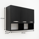 Ver imagem 7 de Armário Aéreo Multiuso 3 Portas 87x27x61 - Preto