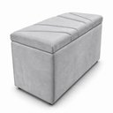 Ver imagem 2 de Calcadeira Recamier Baú Estofada 100cm para Cama Solteiro Suede Cinza