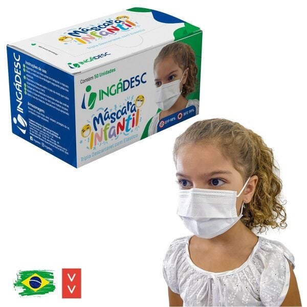 Máscara Infantil Unisex Descartável 3 Camadas 200un INGÁDESC - 4