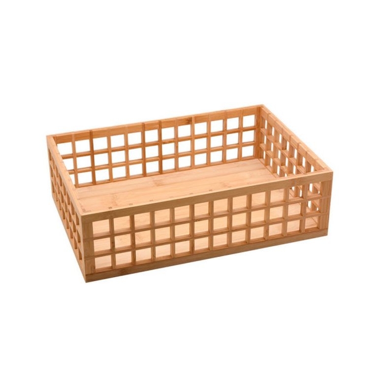 CESTO ORGANIZADOR GRANDE VAZADO EM BAMBU NATURAL:Bambu