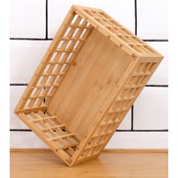 CESTO ORGANIZADOR GRANDE VAZADO EM BAMBU NATURAL:Bambu - 5