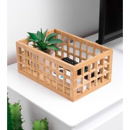 CESTO ORGANIZADOR VAZADO EM BAMBU NATURAL:Bambu - 2
