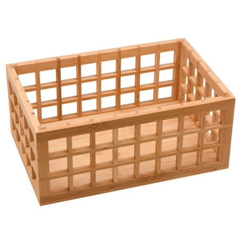 CESTO ORGANIZADOR VAZADO EM BAMBU NATURAL:Bambu