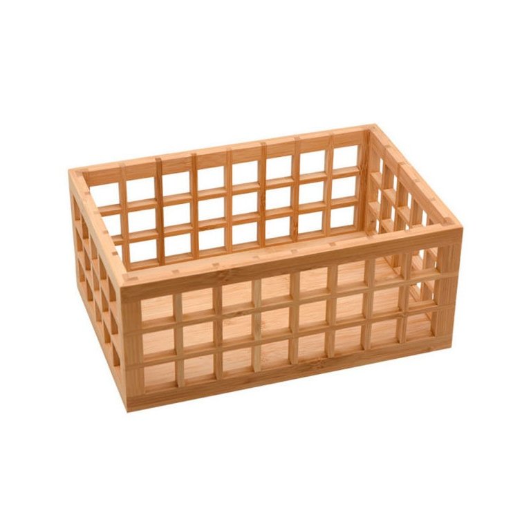 CESTO ORGANIZADOR VAZADO EM BAMBU NATURAL:Bambu