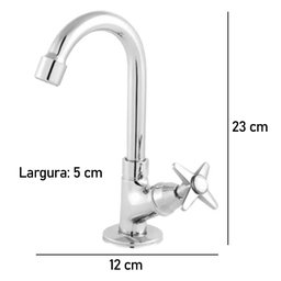 Torneira para Lavatório Bica Móvel 1195 com Arejador Acabemento C-23 Medida 1/2 D Metais Sanitários - 5