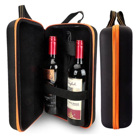 Maleta Porta Vinho Para Duas Garrafas em EVA Premium Com Abridor - Preta Genuinos Maleta para transp