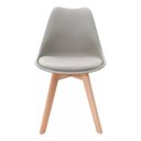 Ver imagem 3 de Kit 4 Cadeiras de Jantar Saarinen Leda Tulipa Base Wood Madeira Maciça com Estofado em Couro Cinza