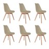 Kit 4 Cadeiras de Jantar Saarinen Leda Tulipa Base Wood Madeira Maciça com Estofado em Couro Cinza - 1