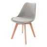 Kit 4 Cadeiras de Jantar Saarinen Leda Tulipa Base Wood Madeira Maciça com Estofado em Couro Cinza - 2