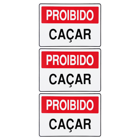 Combo 6 Placas De Sinalização Proibido Caçar 30x20 Acesso - P-16 F9e