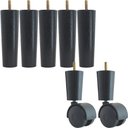 Ver imagem 1 de 5 Pés para Móveis Cama Box Casal Pé Palito 2 Rodízio Tabaco