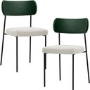 Ver imagem 1 de Kit 02 Cadeiras Estofadas para Sala de Jantar Melina L02 Facto Verde Musgo Bouclê Creme - Lyam