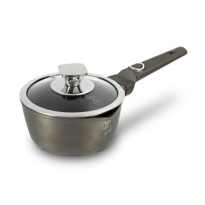Panela Antiaderente Tripla Camada de Mármore Tampa Vidro 16cm 1,2l Berlinger Haus Fogão Indução Cook