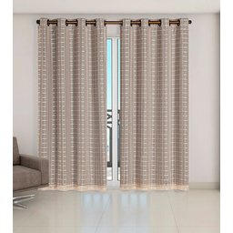 Cortina Voil Xadrez Para Sala, Quarto e Cozinha 6,00 x 2,50 Avelã - 1