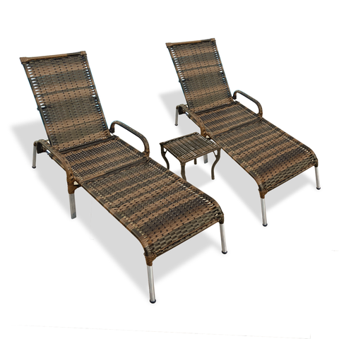 Kit 2 Espreguiçadeiras em Alumínio Madrid com Mesa de Centro Reforçada