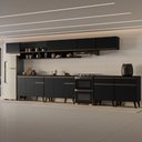 Ver imagem 1 de Armário de Cozinha Completa Atlanta Loop com Vidro Carraro Preto Touch