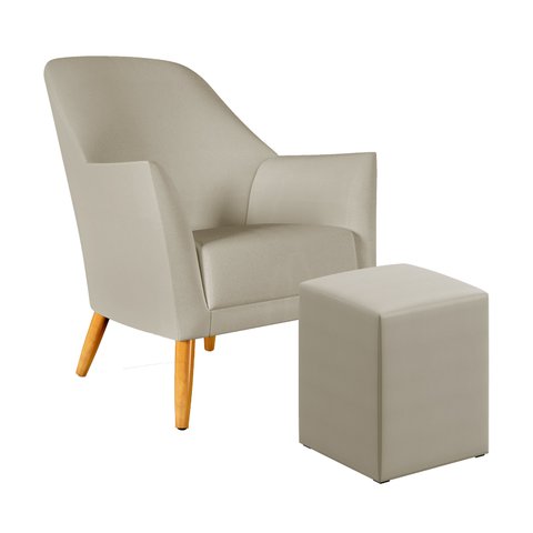 Poltrona Orion com Puff Izar Courino Bege Aradecor