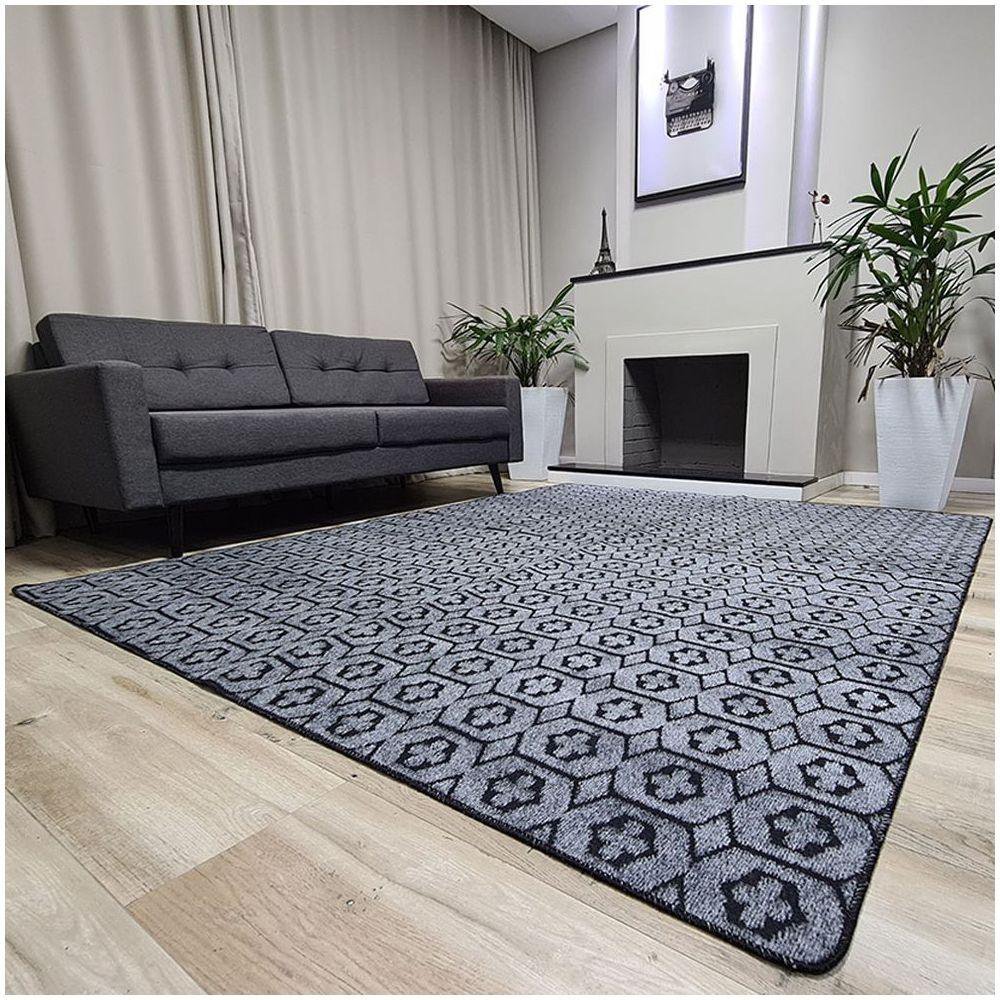 Tapete Carpete Sala Quarto Elegante Geométrico 1,00 X 1,50 Titulo Cor Cinza - 5