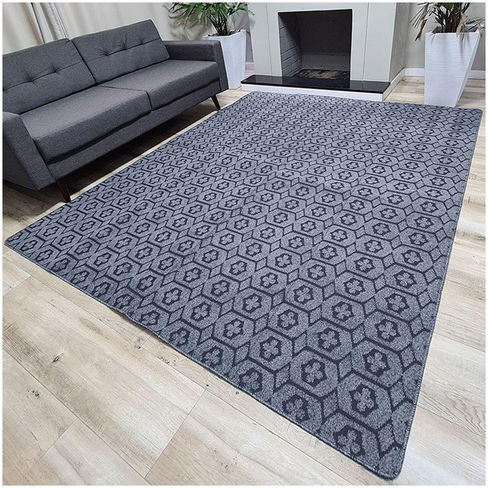 Tapete Carpete Sala Quarto Elegante Geométrico 1,00 X 1,50 Titulo Cor Cinza - 3