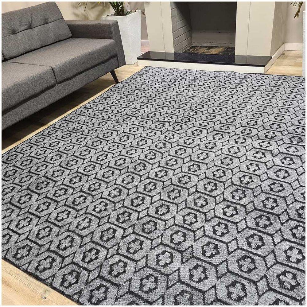 Tapete Carpete Sala Quarto Elegante Geométrico 1,00 X 1,50 Titulo Cor Cinza - 2