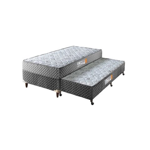 Cama Box Solteiro Duo com Cama Auxiliar D33/d28 Cinza - Rondomóveis