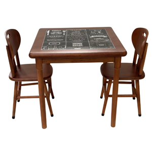 Conjunto de Mesa Jantar Madeira 80x80 Fast Food Preto com 2 Cadeiras Marrom