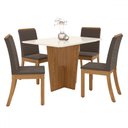 Ver imagem 2 de Mesa de Jantar 4 Lugares Alicia com Vidro Nature/off White/bege - Panorama Móveis