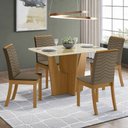 Ver imagem 1 de Mesa de Jantar 4 Lugares Alicia com Vidro Nature/off White/bege - Panorama Móveis
