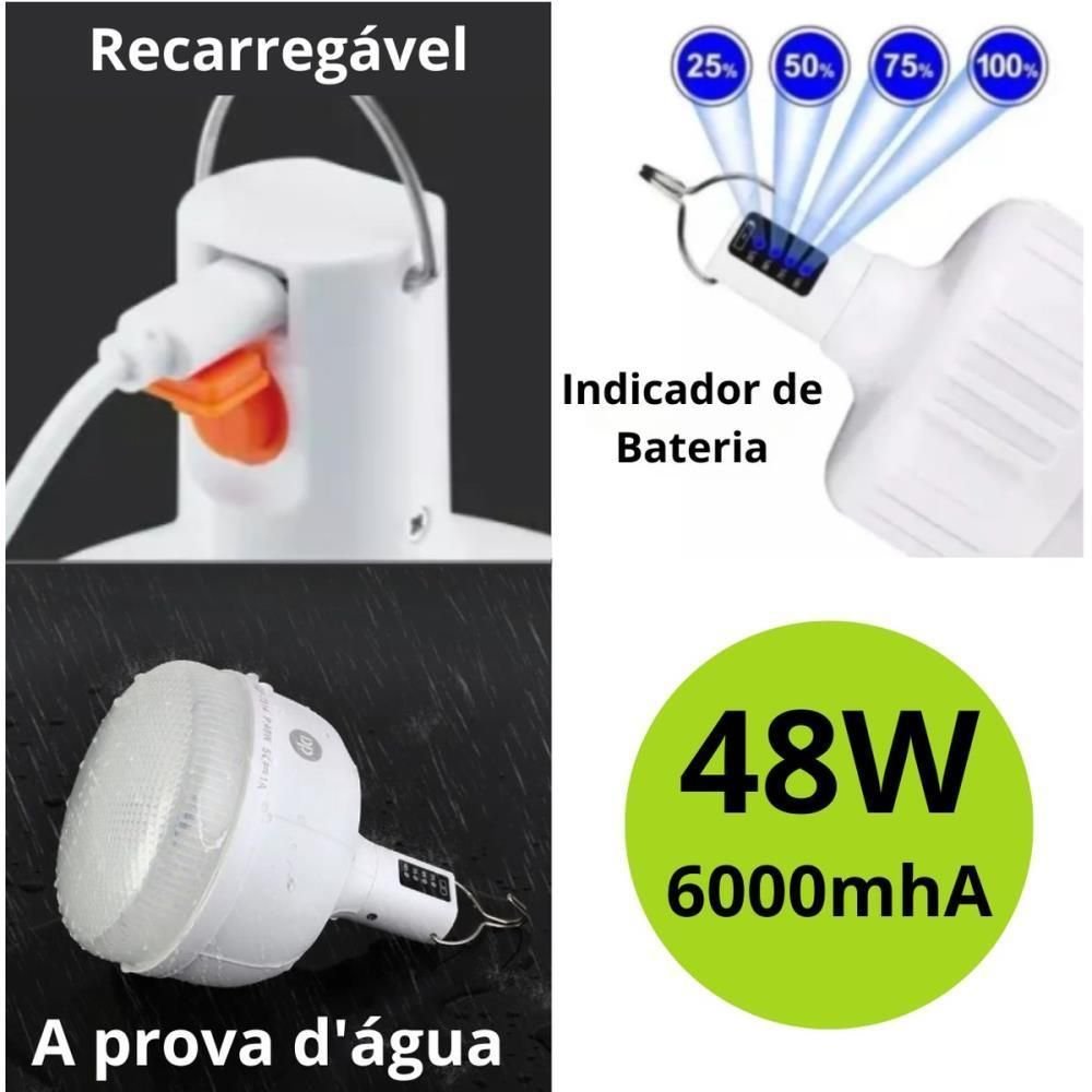 Lampada Led Recarregavel 48w-6000mah - 3