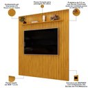 Ver imagem 3 de Painel Ripado para TV 75 pol Sala Quarto 223x240cm Lexa D05 Cedro - Lyam Decor
