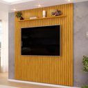 Ver imagem 5 de Painel Ripado para TV 75 pol Sala Quarto 223x240cm Lexa D05 Cedro - Lyam Decor