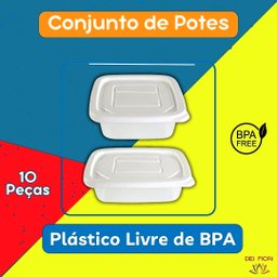Conjunto 10 Potes Recipientes Plástico 4 Tamanhos Diferentes Resistente Tampa Livre Bpa Transparente - 7