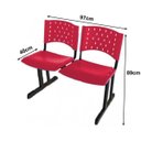 Ver imagem 2 de Longarina Plástica 2 Lugares - Cor Vermelho - Realplast