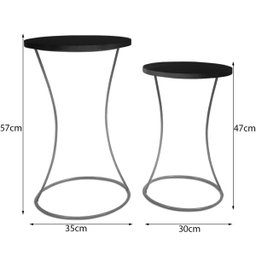 Conjunto Mesa De Canto Industrial Dupla Lateral Perla Decoração Para Sala - 4
