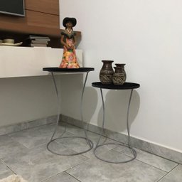 Conjunto Mesa De Canto Industrial Dupla Lateral Perla Decoração Para Sala - 6