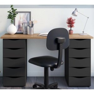 Escrivaninha 10 Gavetas Due II Nogal Preto Artany