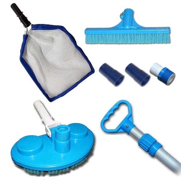 Kit Limpeza Piscina Peneira Aspirador Escova Cabo 140cm - 1