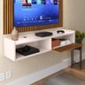 Kit Sala Completa Rack Suspenso Home Classic Painel Star Tv 32 Polegadas Off White/ripado - Rpm - 4